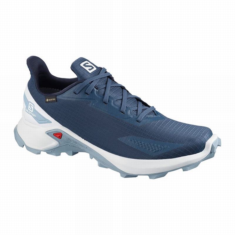 Salomon Singapore Mens Trail Running Shoes - ALPHACROSS BLAST GTX Navy/White | 27946-IHPK